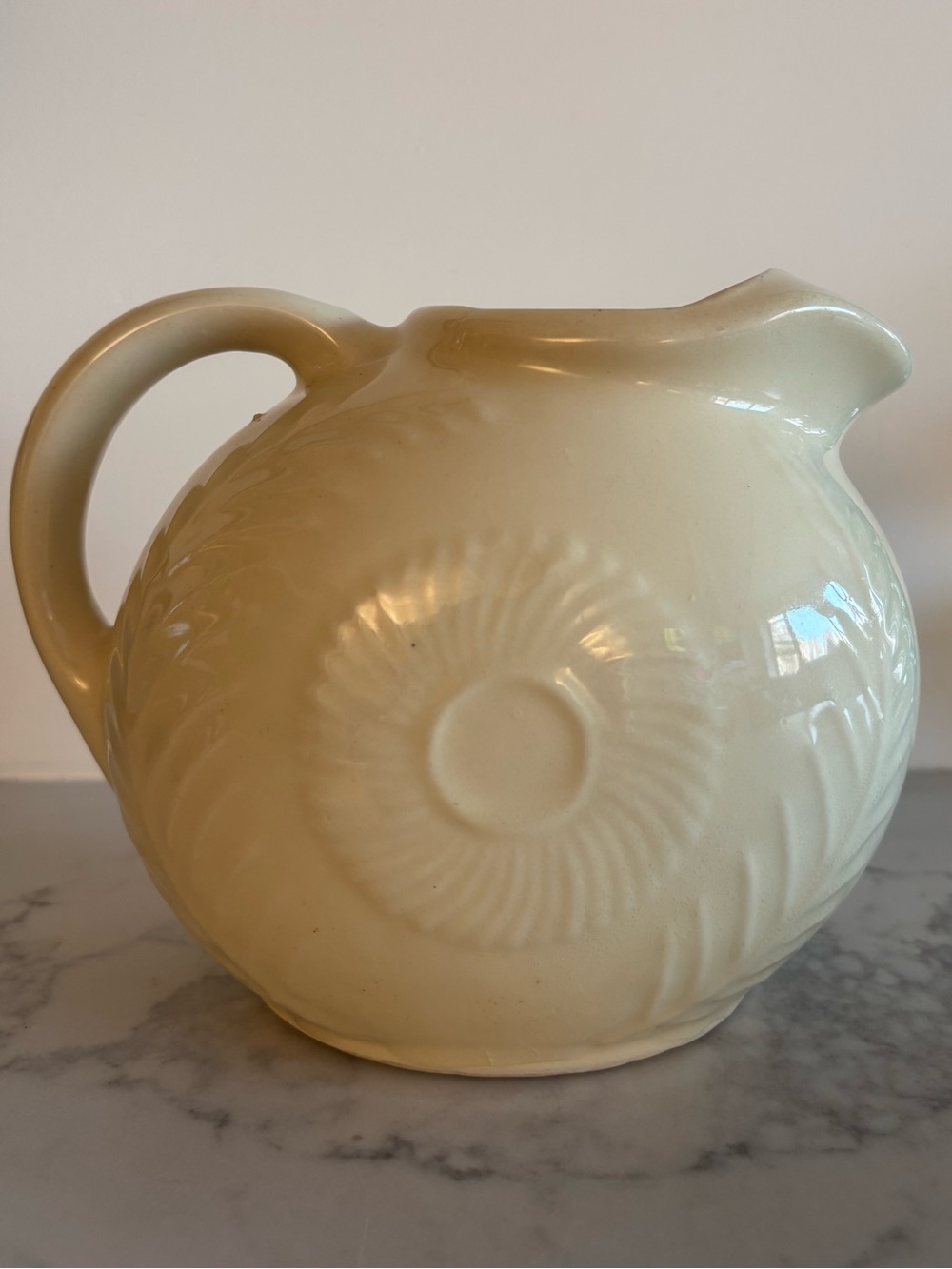 Vintage Shawnee Pottery Flower and Fern White Cream Pitcher Vase MCM